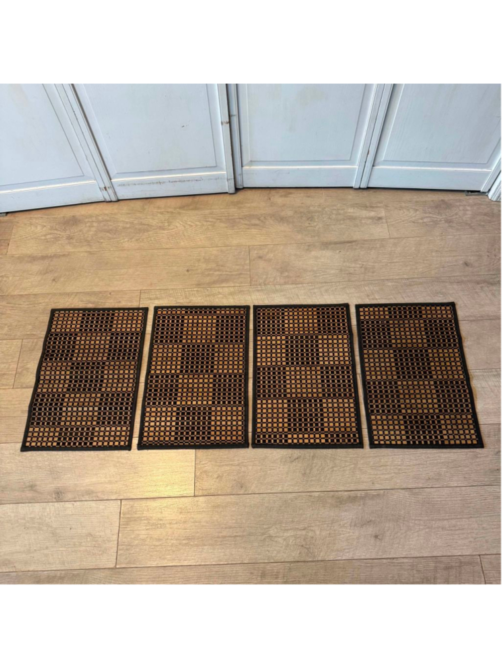 Bamboo Dining Table Linens Brown Black Placemats Set of 4